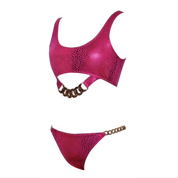 🌷 Pink Metallic Chain Bikini 🌷 - Picture 3 of 4